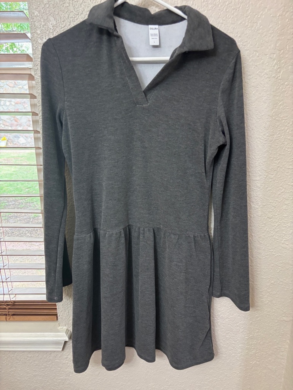 Women's Charcoal Long-Sleeve Polo Dress